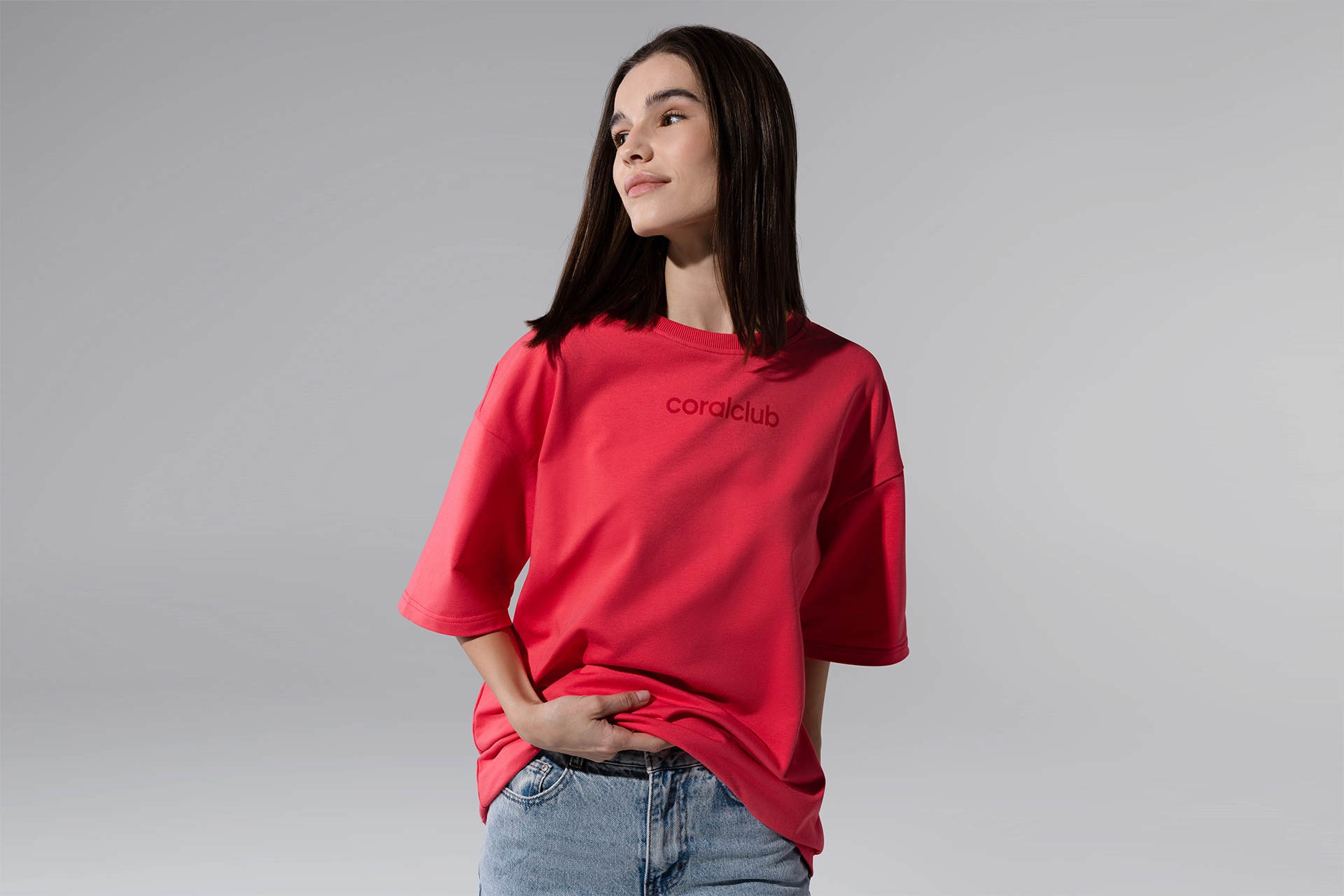 Camiseta oversize, coral