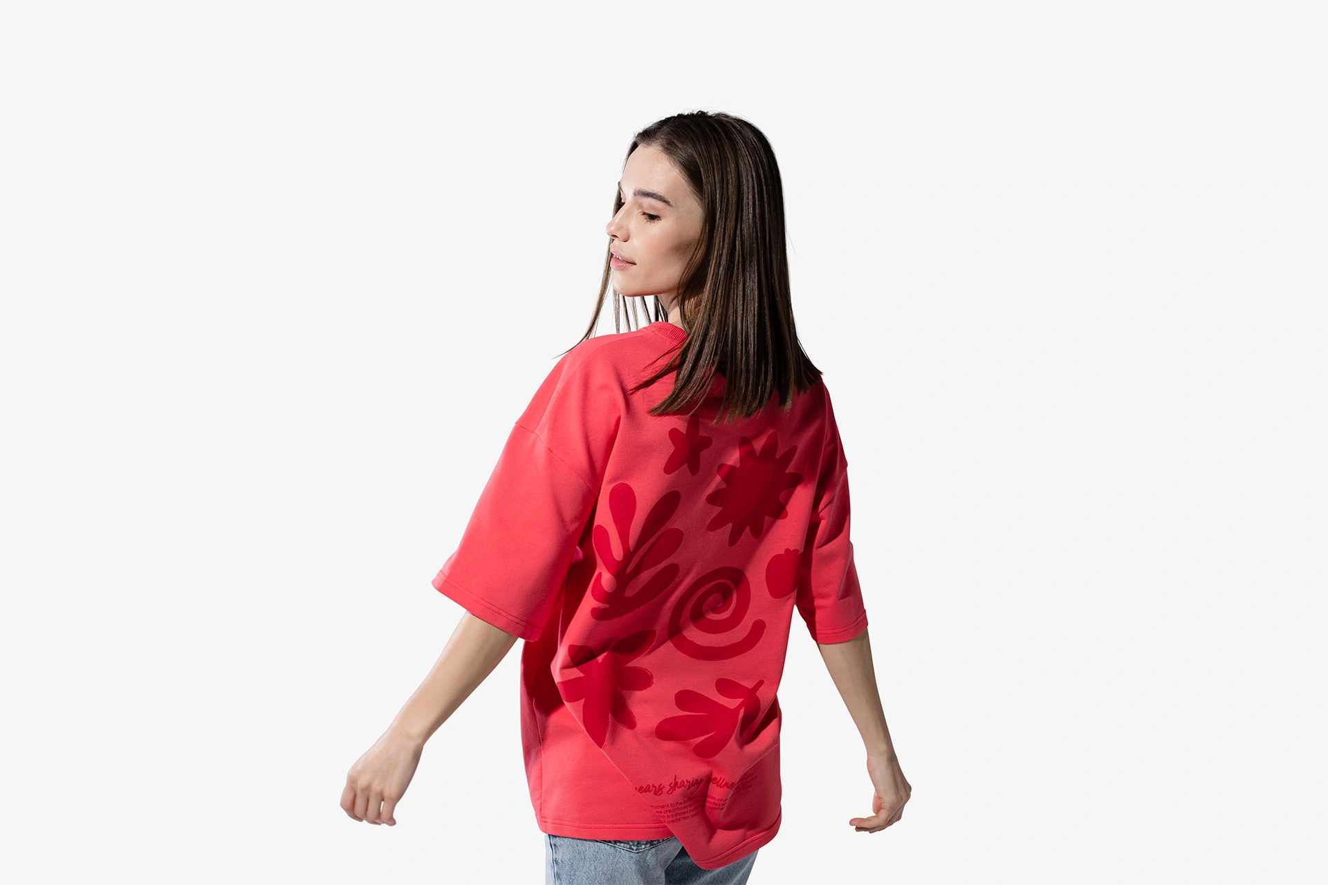 Camiseta oversize, coral