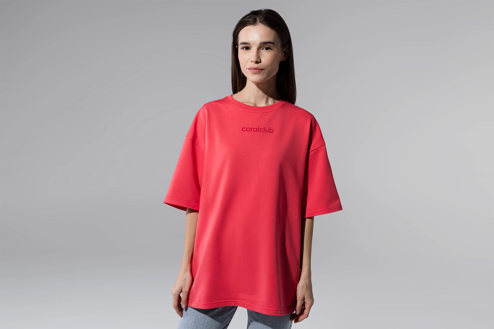 Camiseta oversize, coral