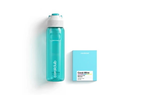 Plastic bottle Kambukka Elton 1000 AQUA + Coral-Mine, 30 sobres 1 g